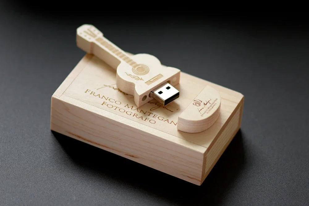 JASTER USB 3.0 Flash Drives Wooden Guitar 128GB Free Custom Logo Pen Drive 64GB with Box Memory Stick Music Business Gift U disk