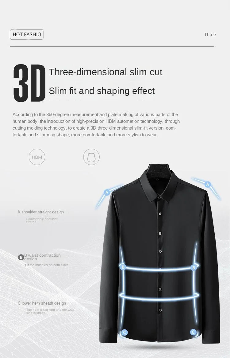 Men's White Shirt Long Sleeve Non iron Business Dress Slim Fit Korean Version Professional Work White Casual Men's Suit Shirt
