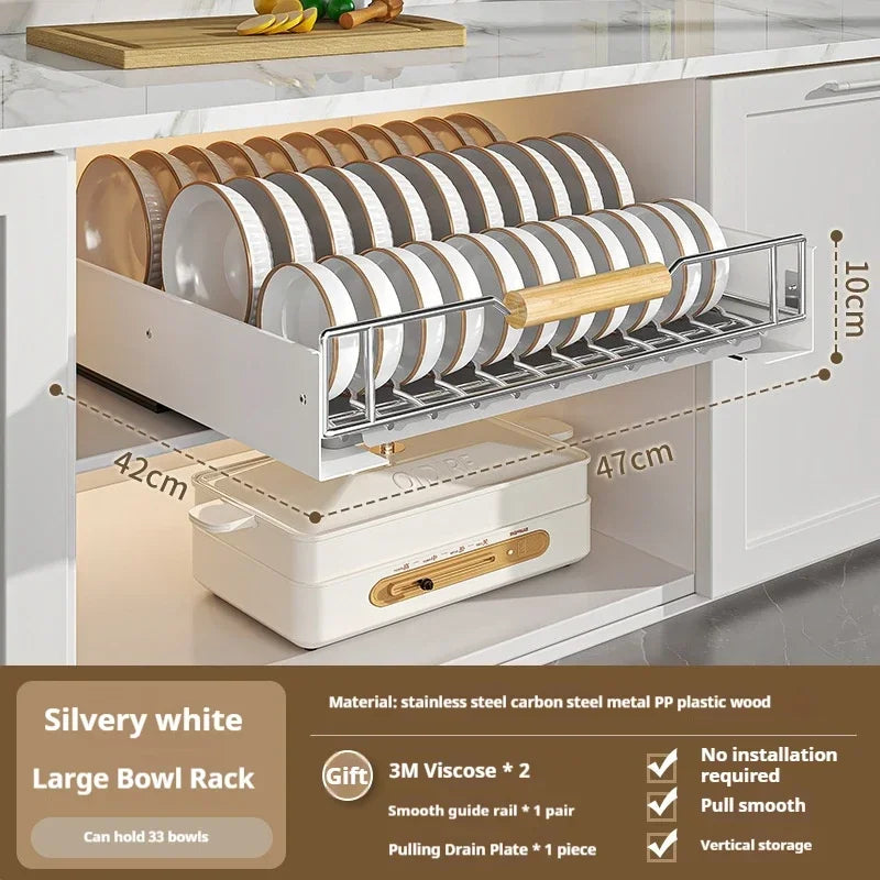 ZEXEF Kitchen Storage Box with Sliding Rail Pull-out Cabinet Storage Rack Spice Pantry Shelves Drawer Kitchen Organizer Basket