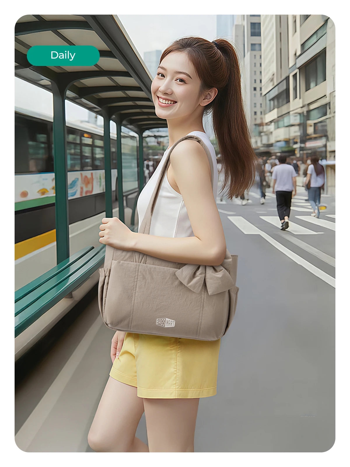 BAGSMART Tote Bag University Padded Shoulder Bag for Women Large Capacity Travel Handbag Daily Commute Women's Bag