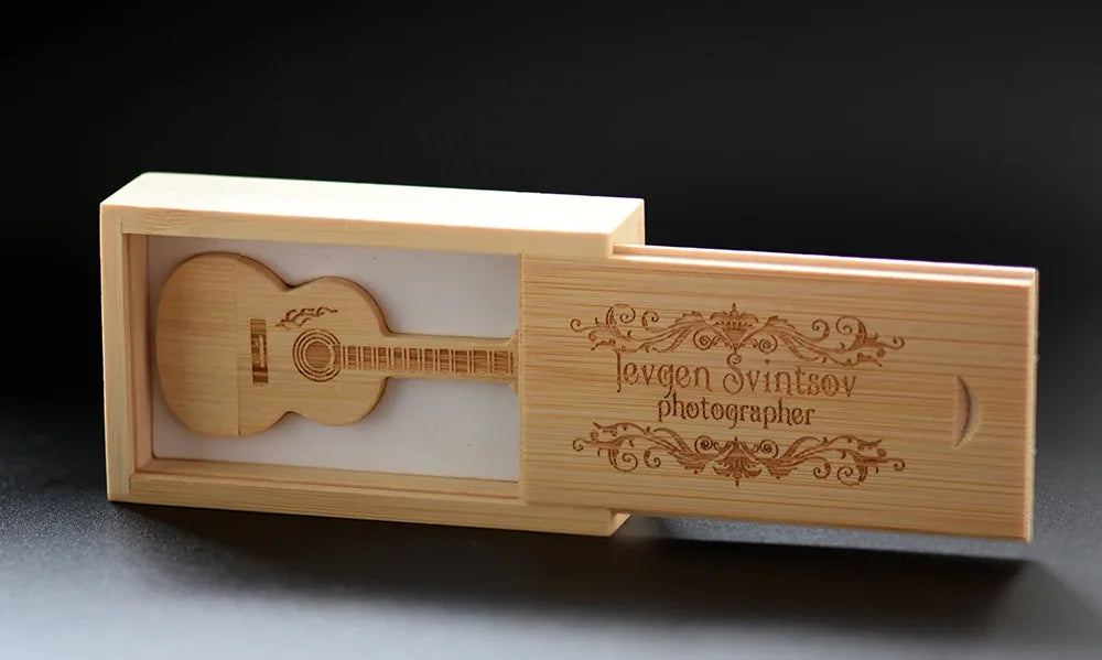 JASTER USB 3.0 Flash Drives Wooden Guitar 128GB Free Custom Logo Pen Drive 64GB with Box Memory Stick Music Business Gift U disk
