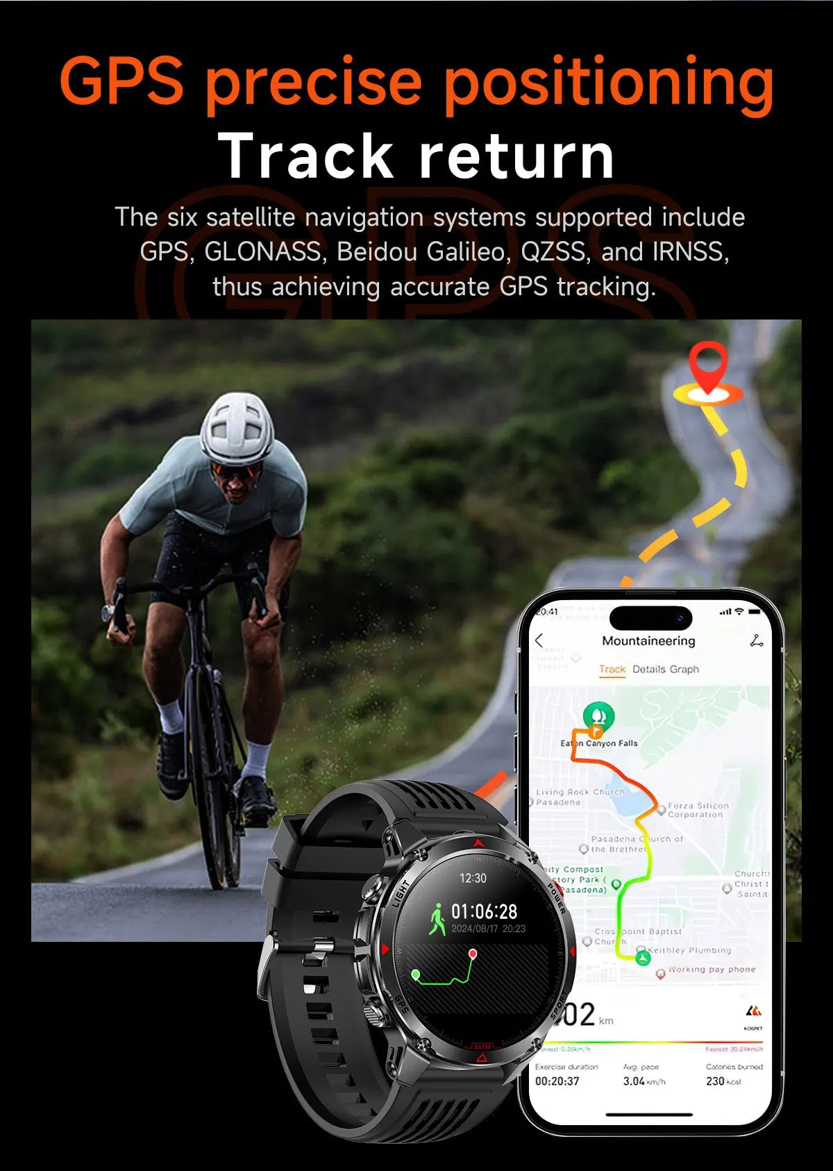 Forerunner 570 GPS Smart Watch 3ATM Waterproof  AMOLED Screen MULTI-BAND GNSS Compass Altimeter Flashlight Sports Smartwatch Men