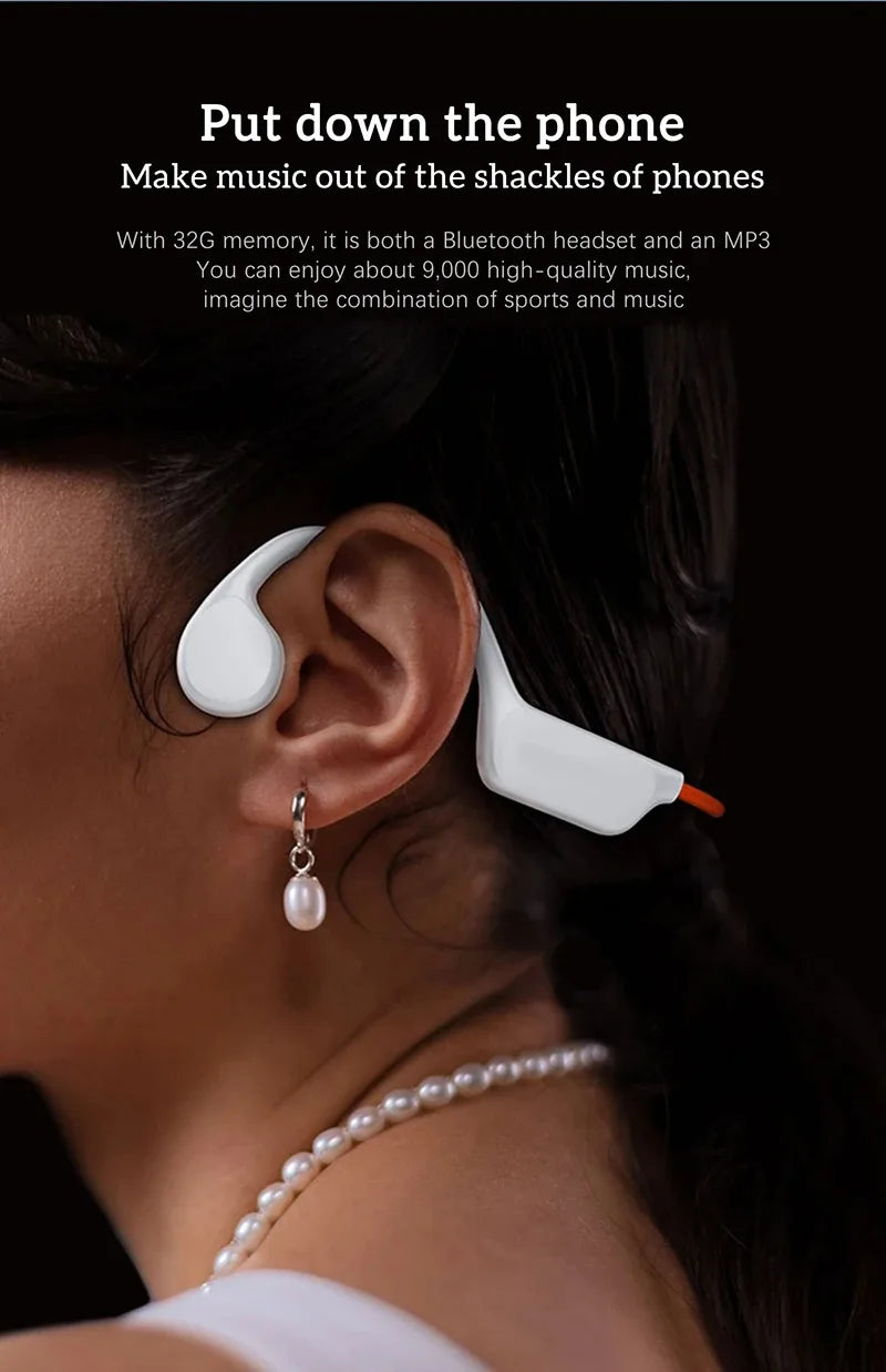 IPX8 Waterproof Swimming Diving Bone Conduction Headphone Bluetooth 5.3 Bass Wireless Headset MP3 (32G) Player fitness Earphone