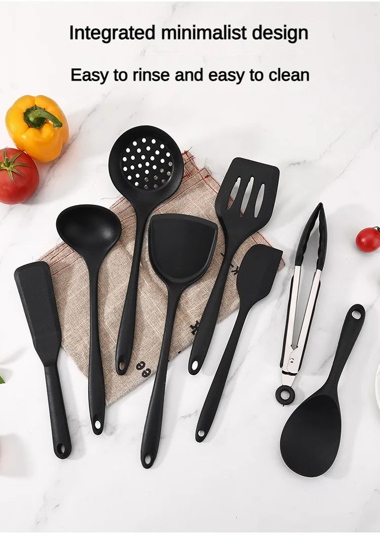 1/10PCS Food-Grade Silicone Kitchen Tools Set, Heat-Resistant Slotted Spoon for Non-Stick Cookware & Hot Pot, Multi-Use Strainer