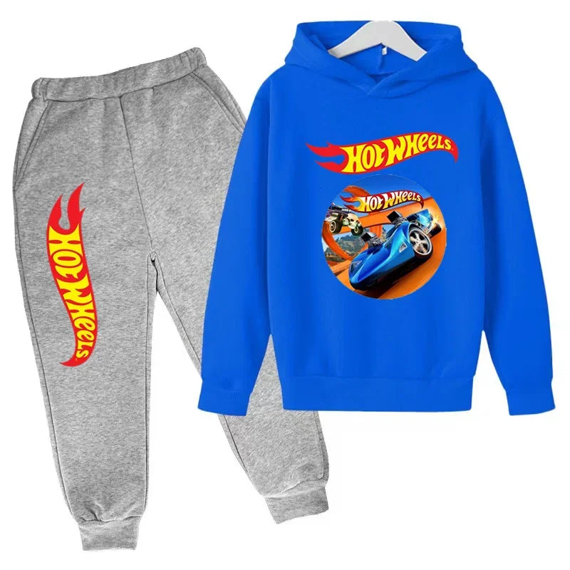 Kids Clothing Hot Wheels Car Game Printed Hoodie Coat 3-12 Yrs Boys Girls Toddler Top+pants Fashion Sweatshirt Casual Sportswear