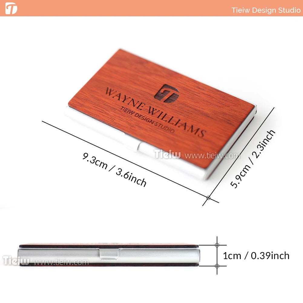 Personalized Name Card Holder, Custom Laser Engraved Name/Logo Aluminum Business Card Box for Office & Gifts