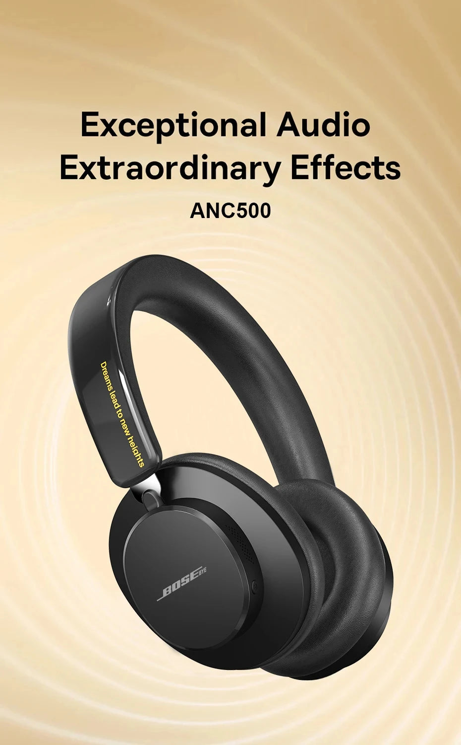 BOSE&bye ANC Noise Reduction Bluetooth Headphones Over The Ear Wireless Big Earphone Hifi Sounds Sport Headsets With Button mic