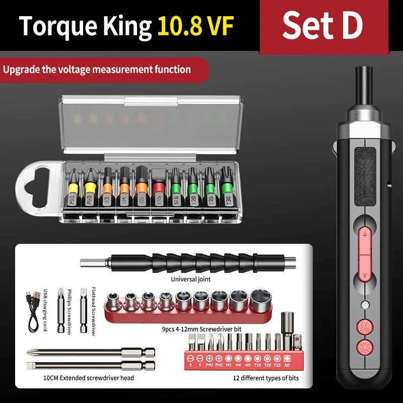 Precision Electric Screwdriver Set 4.2V 15Nm 300rmin Home Rechargeable Mini Multifunctional Repair Tool w LED Light Lightweight
