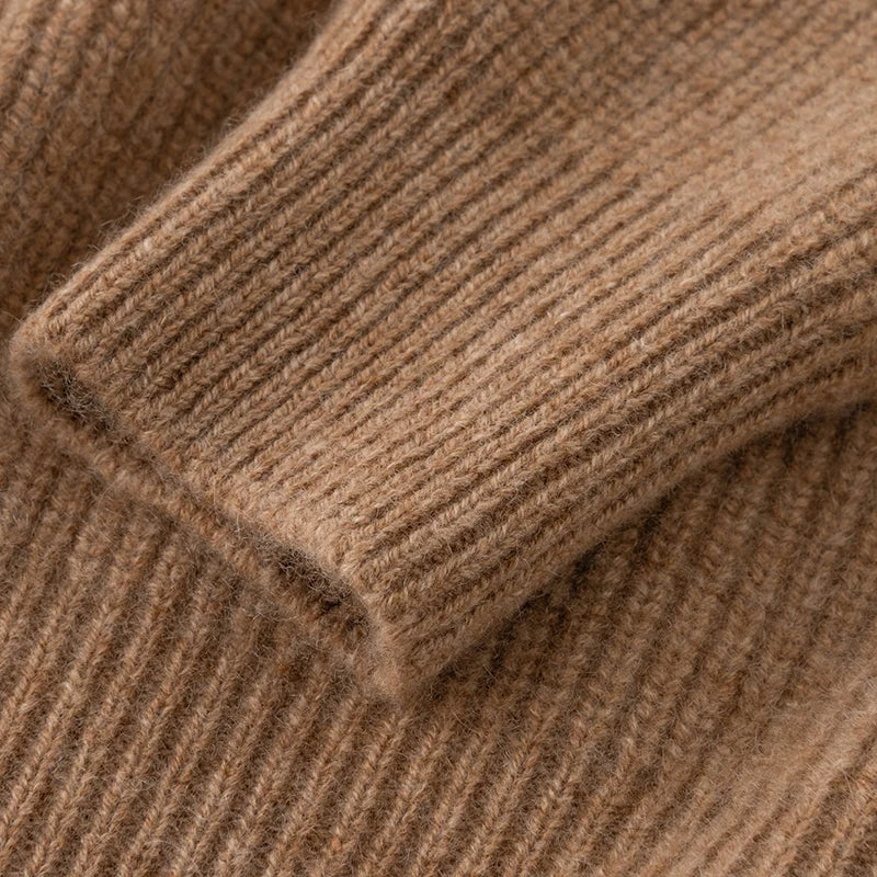 Autumn and winter women's clothing 100% pure cashmere collar thick knit zipper cardigan oversized coat sweater long sleeve loose