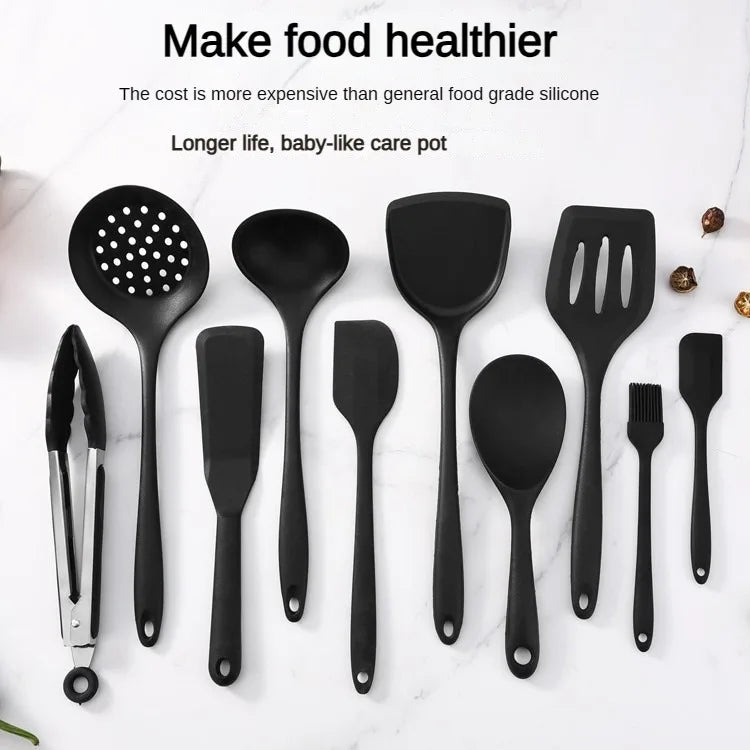 1/10PCS Food-Grade Silicone Kitchen Tools Set, Heat-Resistant Slotted Spoon for Non-Stick Cookware & Hot Pot, Multi-Use Strainer