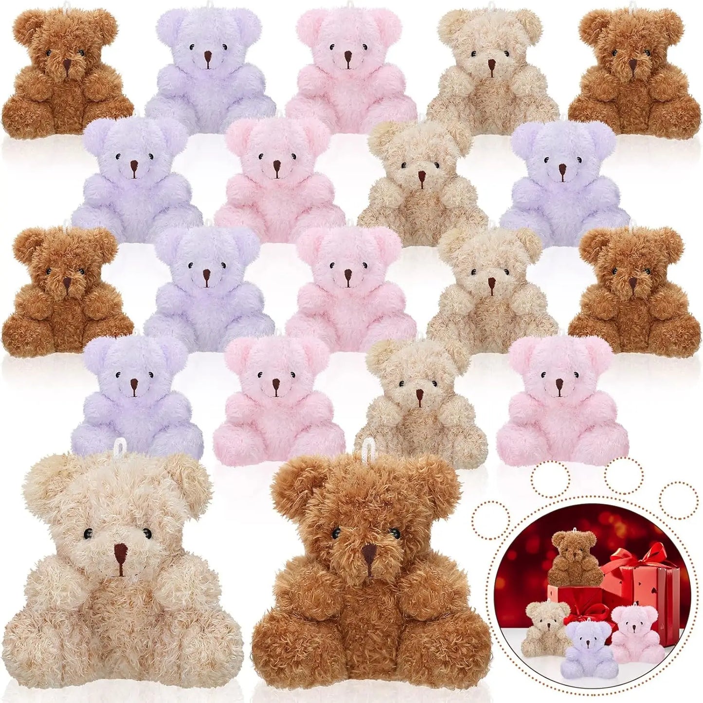 12-48Pcs Mini Plush Bears 4 Inch Small Bear Stuffed Animal Toys Tiny Fuzzy Bear Soft Bear Stuffed Doll for Birthday Party Favors
