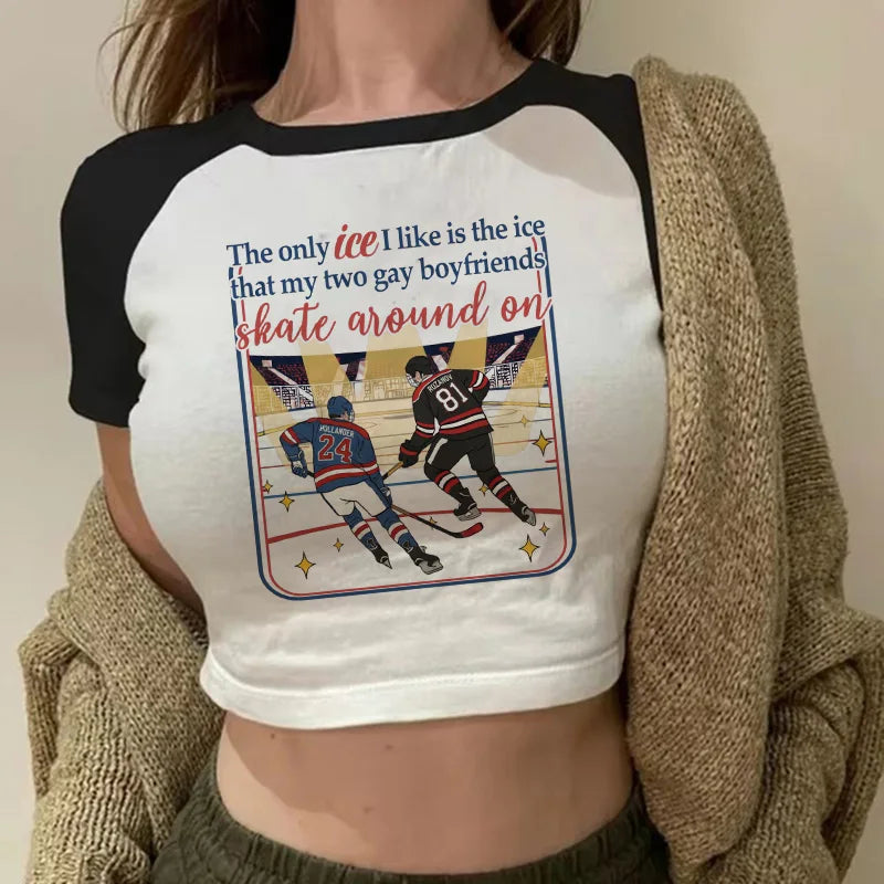 Heated Rivalry Print Graphic Crop Top Women's Sexy Cropped T Shirt Gothic Vintage T-Shirt Women Fashion Y2k Tshirt Clothes Girls