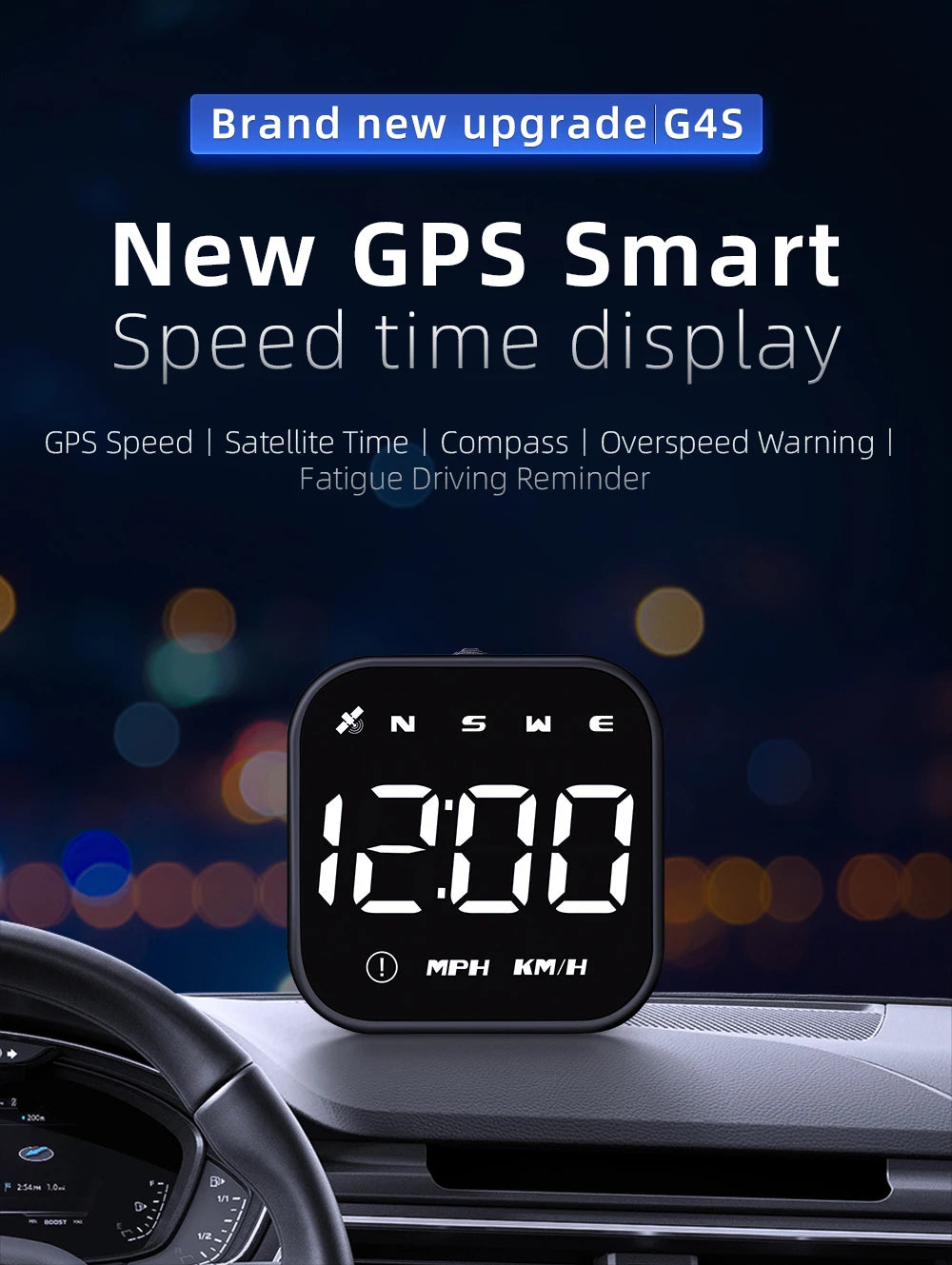 G4S GPS Smart Gauge Head Up Display For HUD Auto Computer Speedometer Display KMH MPH Time Compass Car Electronics For All Car