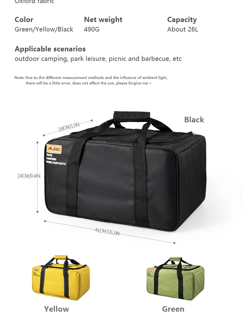 BISINNA Outdoor Camping Bag 26L Folding Gas Tank Storage Bag Picnic Cookwre Container Camp Supplies Adjustable Partition