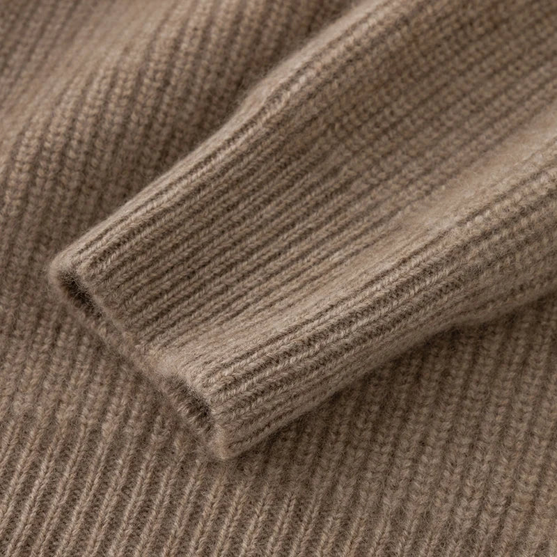 Autumn and winter women's clothing 100% pure cashmere collar thick knit zipper cardigan oversized coat sweater long sleeve loose