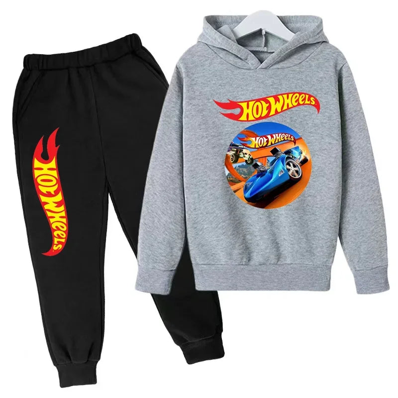 Kids Clothing Hot Wheels Car Game Printed Hoodie Coat 3-12 Yrs Boys Girls Toddler Top+pants Fashion Sweatshirt Casual Sportswear