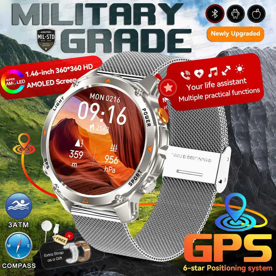 Forerunner 570 GPS Smart Watch 3ATM Waterproof  AMOLED Screen MULTI-BAND GNSS Compass Altimeter Flashlight Sports Smartwatch Men