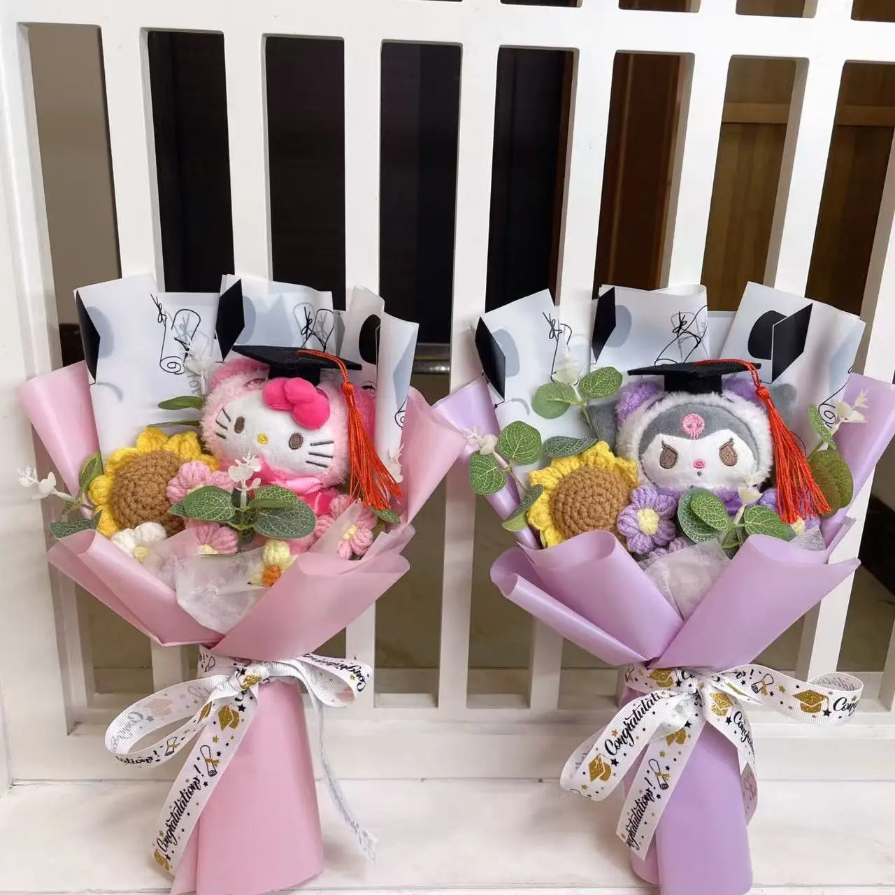 Cartoon Anime Series Hellokitty Kulomi Plush Toys Creative Graduation Bouquet Children's Day Birthday Graduation Gifts For Kids