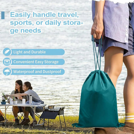 2 Pack Waterproof Drawstring Bags 30x20cm Reusable PE Pouch for Shoes Wet Clothes Outdoor Gym Swimming Travel Sports Storage Bag