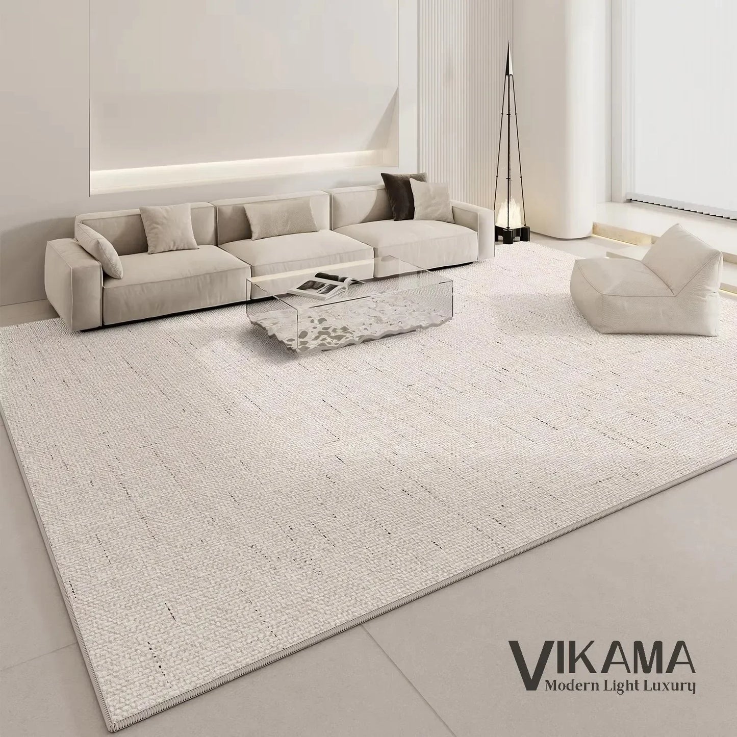 VIKAMA Carpet Living Room Light Luxury Deluxe Cream Wabi-Sabi Home Bedroom Bed Absorbent Dirt Resistant Mat Home Decoration