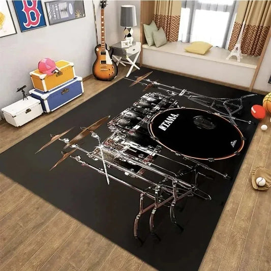 Stylish T-TAMA Drum Print Carpet for Home Decor Carpet for Music Enthusiasts Unique Rug for Jazz or Electronic Drum-Themed Decor
