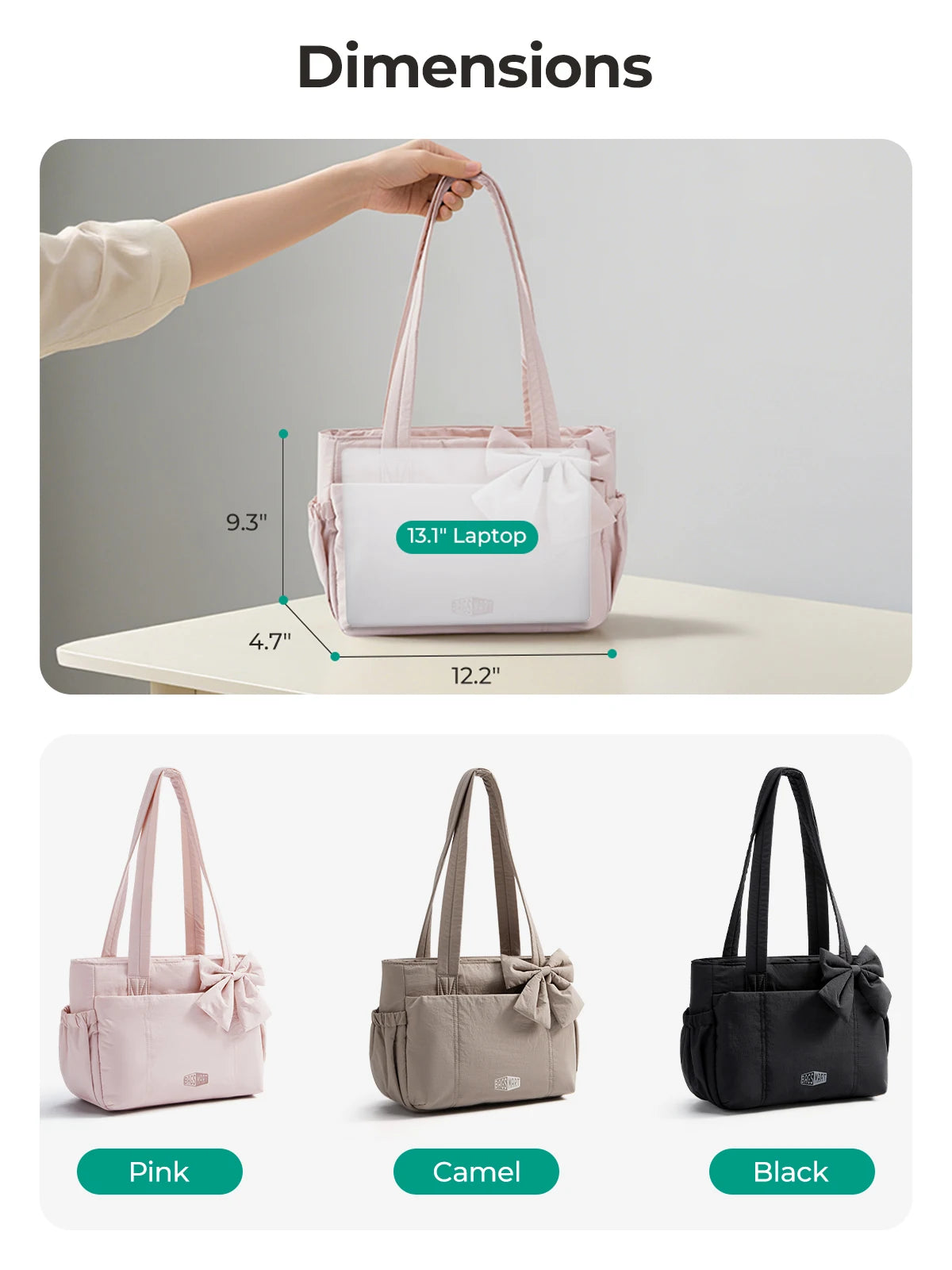 BAGSMART Tote Bag University Padded Shoulder Bag for Women Large Capacity Travel Handbag Daily Commute Women's Bag