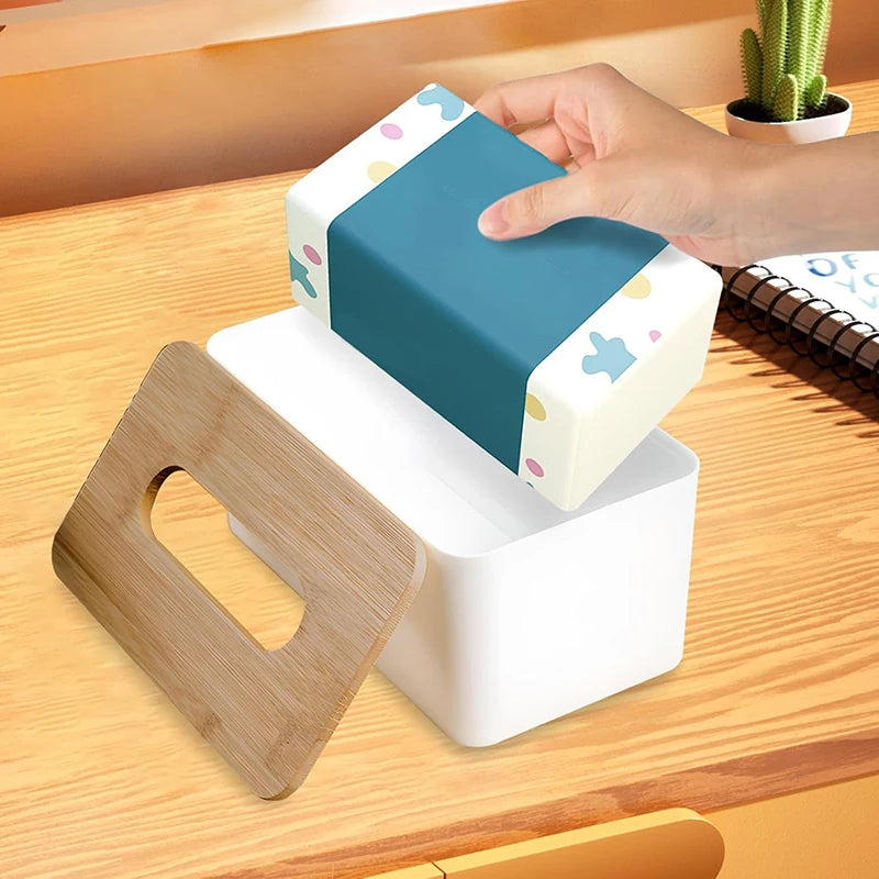 Kitchen Tissue Box Plastic Detachable Rectangle Minimally Designed Paper Box for Household Dining Table Living Room Bathroom TMZ