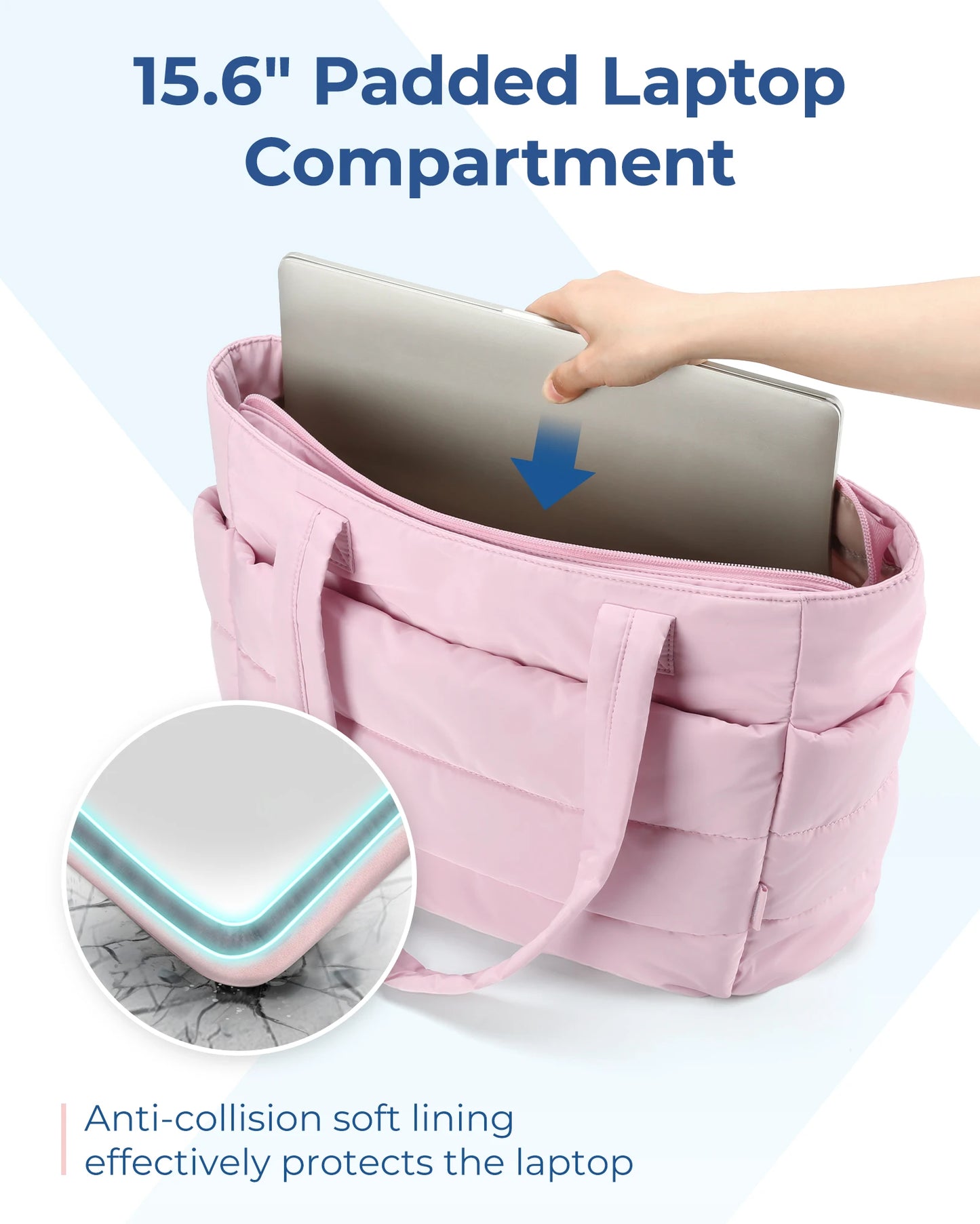 BAGSMART Women's Bag Solid Color Tote Bag Commuting College Padded Shoulder Bag Leisure Simple Female Handbags for Travel